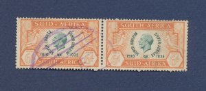 SOUTH AFRICA  - Scott 71  - used  pair, perf seps -  King George V - 1930