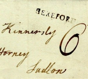 GB Herefords Cover *HEREFORD* Straight-Line Handstamp Ludlow EL 1797 MZ175 