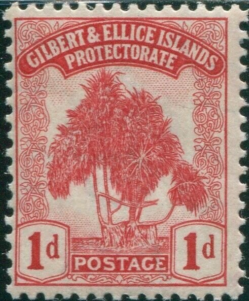 Gilbert & Ellice Islands 1911 SG9 1d red Pandanus Pine MNH