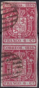 Spain 1854 Sc 26 pair used grid (parrilla) cancels