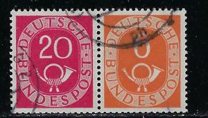 Germany Bund Scott # 677, 673, used, se-tenant, W3