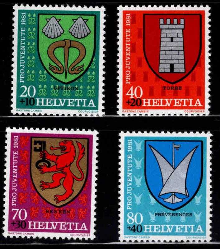 Switzerland Scott B484-B487 MNH** 1981 Coat of Arms semi postal set