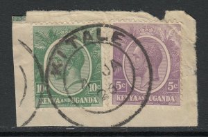 KUT, Sc 19, 21 (SG 77, 79), used on piece, Kitale cancel (5c crease)