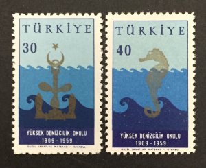 Turkey 1959 #1466-7, Merchant Marine College, MNH.