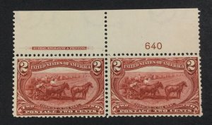 MOMEN: US STAMPS #286 PLATE IMPRINT PAIR MINT OG NH LOT #70979