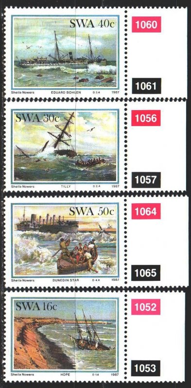 South west africa. 1987. 613-16. Shipwrecks, ships. MNH.