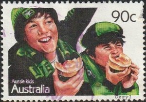 Australia 1987 Sc#1042, SG#1088 90c Aussie Kids Barracking USED-Poor.