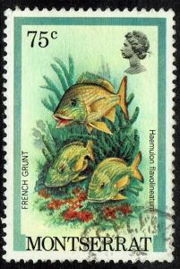Montserrat #454  Used - Marine Life, Fish, French Grunt (1981)