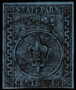 1852 Italian Ancient States-Parma-1st issue, 40 cents light blue - Sassone#5