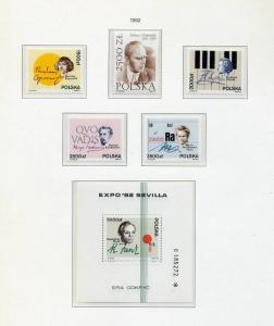 POLAND 1992 Art Pope Sport MNH+Sheets (Appx 50) (St 572