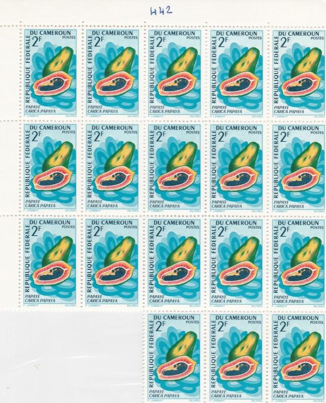 Republic Federal Du Cameroun Papaye Fruit Part Stamps Sheet Ref 28372