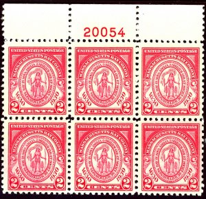 U.S. #682 MINT PL# BLOCK OG NH
