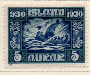 Iceland Sc 153 1930 5 aur Viking Ship in Storm stamp mint