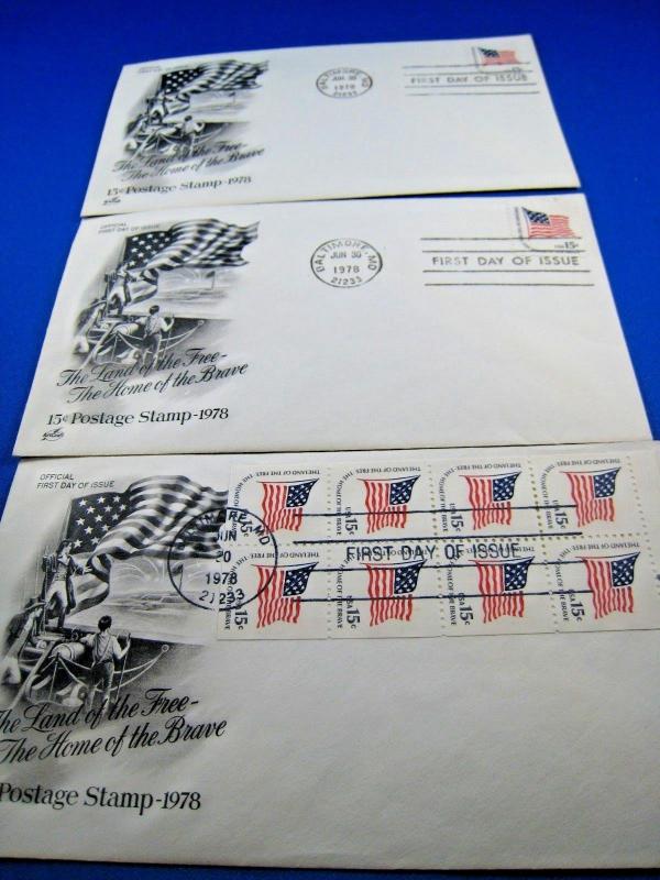 U.S. FIRST DAY COVER SETS - LOT of 3 - 1978 -  15 CENT STAMP    (FDC-14x)
