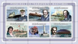 GUINEA BISSAU 2008 SHEET PIONEERS OF SEA TRANSPORT COUSTEAU SMITH BRUNEL FULTON