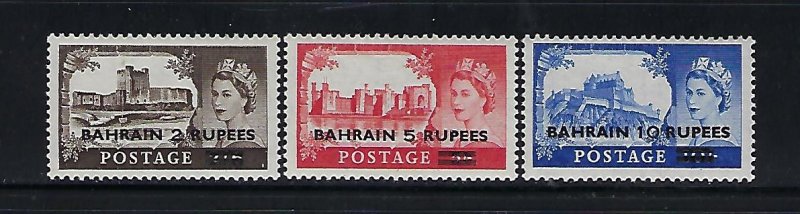 BAHRAIN SCOTT #96-98 1955 SURCHARGES - MINT NEVER HINGED