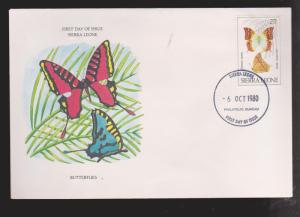 SIERRA LEONE FDC Nice Butterfly Cachet 1980 Butterfly Issue