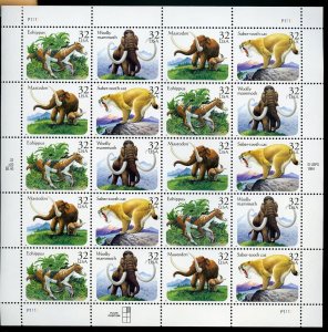 UNITED STATES SCOTT #3077/80 PREHISTORIC ANIMALS  COMPLETE SHEET MINT NH