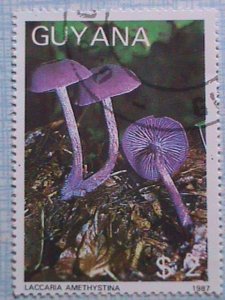 GUYANA COLORFUL MUSHROOM CTO, COMPLETE SET WITH SOUVENIR SHEET, RARE