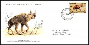 Botswana 186 Hyena WWF Typed FDC