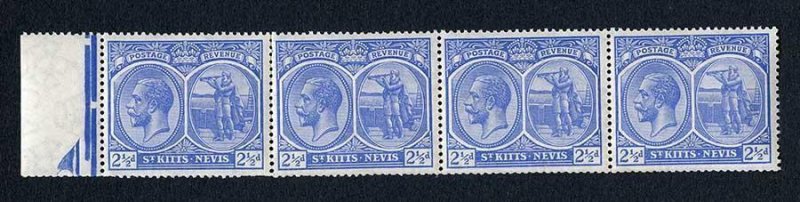 St Kitts SG28 2 1/2d U/M strip of 4 Cat 32 pounds 