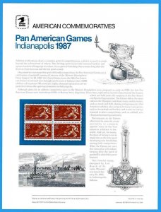 USPS COMMEMORATIVE PANEL #275 PAN-AMERICAN GAMES #2247