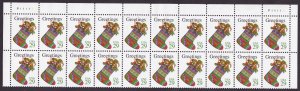 Scott #2872 Christmas Stocking Plate Block of 20 Stamps - MNH Top