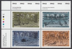 Canada - #1506a Second World War 1943 Plate Block - MNH