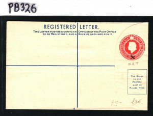 SWAZILAND QEII Unused Registered Postal Stationery 5c Overprint on 6d HG7 PB326