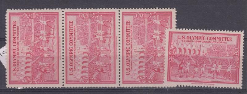 USA Olympic Committee 1948 London Olympics Cinderella x 4 MNH J3767