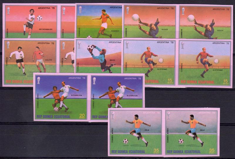 Equatorial Guinea 1977 Mi#1153B/1160B Argentina 78 World Cup PAIR  IMPERF(16)MNH