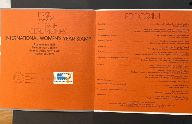 1975 International Women's Year First Day Ceremony Program Sc# 1571