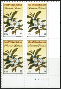 United States #3314 Plate Block MNH - Botanists John & William Bartram (1999)