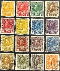 Canada #105-122 Used F/VF Partial Set SCV>$55 1911-25 [R1192]