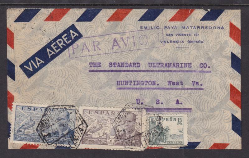 Spain Sc 666/C112 on 1945 Censored Cover  to US