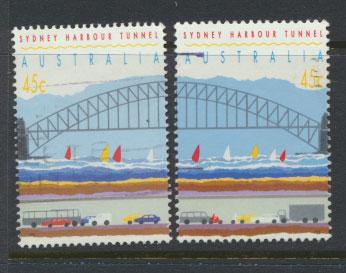 Australia SG 1375b and 1376b  Used  perf 15½ - Harbour Tunnel