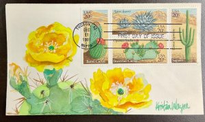 1942-45 Kristin Wayne Hand drawn/painted Artist Proof cachet Desert Plants FDC