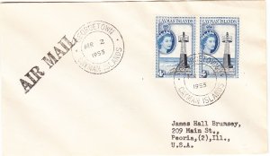 CAYMAN ISLANDS cover postmarked 2 March 1953 - airmail to USA