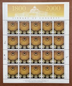 Scott 3390 LIBRARY OF CONGRESS Sheet of 20 US 33¢ Stamps 2000