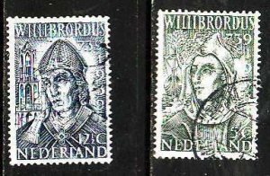 Netherlands-Sc#212-13- id6-used set-St Willibrord-1939-