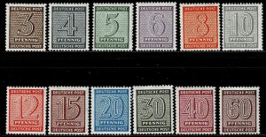 Germany 1945,Sc.#14N1-12 MNH Numerals, wm X + Y