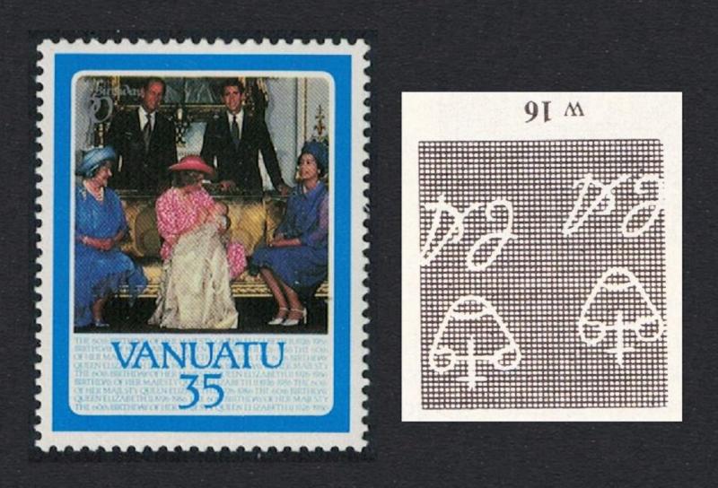 Vanuatu 60th Birthday of Queen Elizabeth II 1v 35 vatu Watermark Variety SG#430w