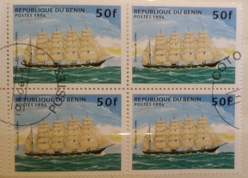 Republique du Benin 1997 Sailing Ships Blocks of 4 Boats Nautical