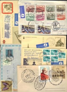 POLAND 1960-80's COLLECTION OF 14 COVERS VARIOUS FRANKINGS
