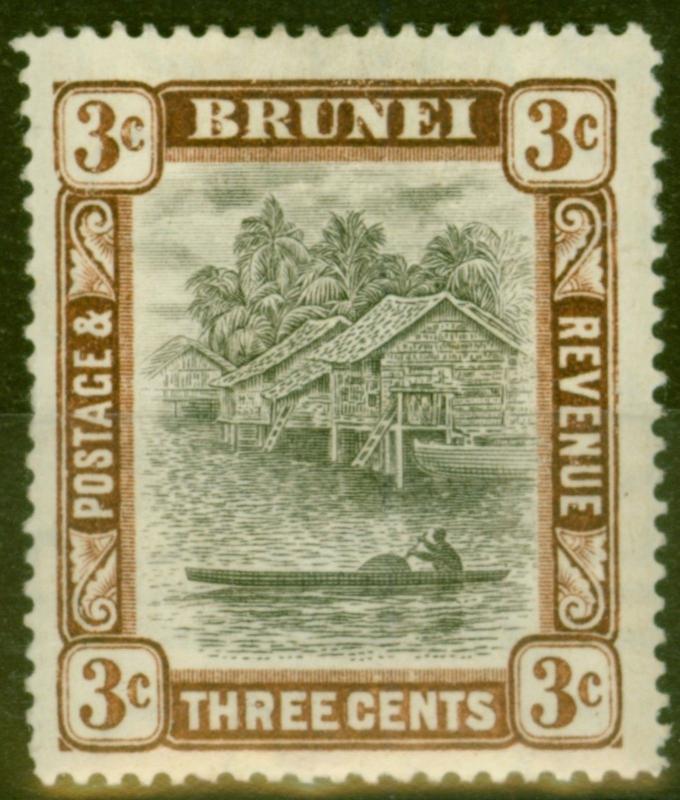 Brunei 1907 3c Grey-Black & Chocolate SG25 Fine Lightly Mtd Mint