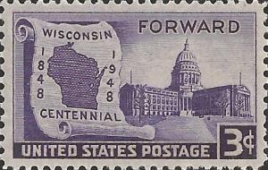 # 957 MINT NEVER HINGED WISCONSIN STATEHOOD 100TH ANNIV.