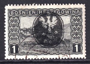 BOSNIA & HERZEGOVINA SCARCE POLAND EAGLE OVERPRINT #1 USED VF SOUND