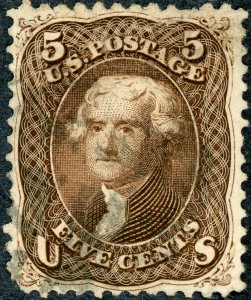 #76 – 1863 5c Jefferson, brown. Used.