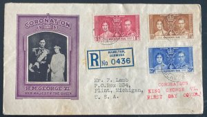 1937 Bermuda First Day Cover To Flint MI Usa   King George VI Coronation