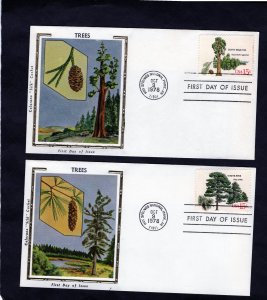 1764-1767 American Trees, FDC set/4 Colorano Silk